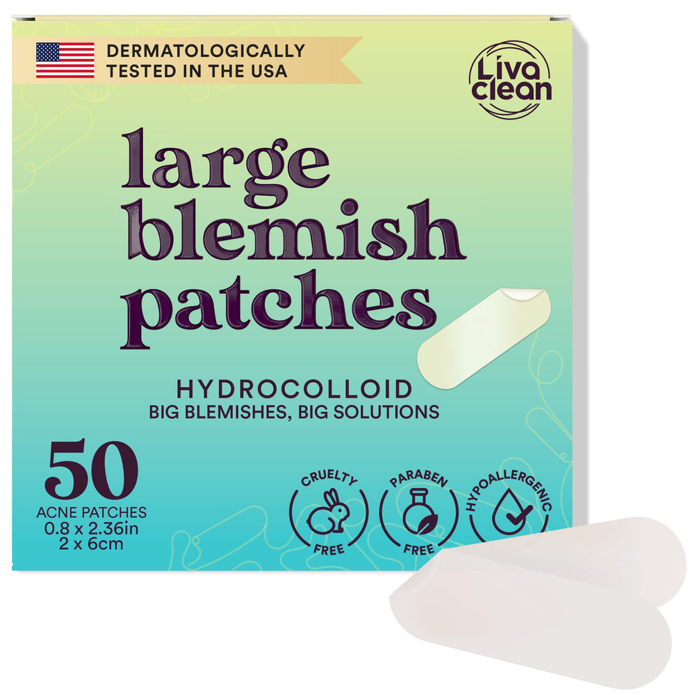 Parche grande LivaClean para rostro, absorbe grasa y favorece una piel calmada.
