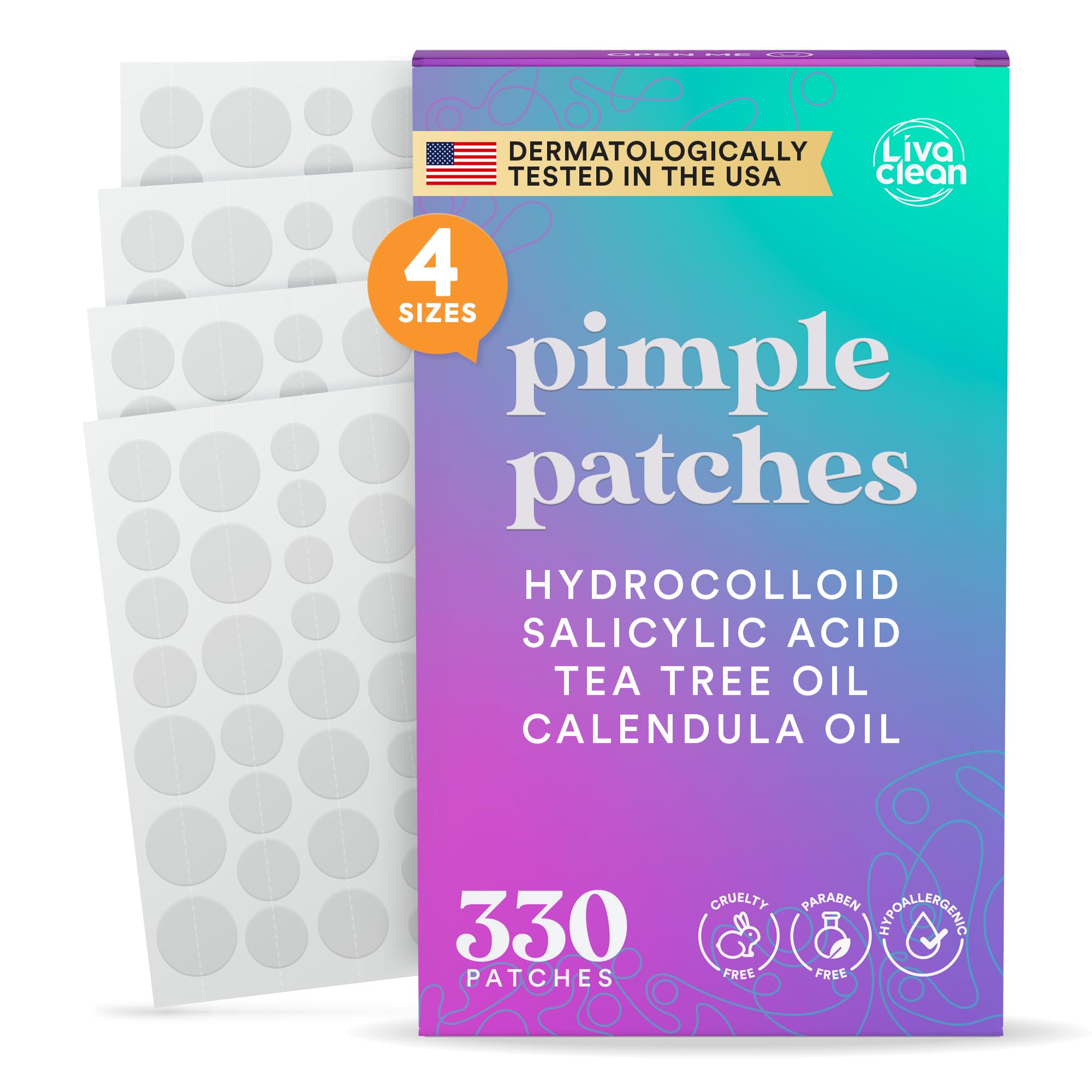 Parche LivaClean para granos en la cara, tamaño 330, protección suave.