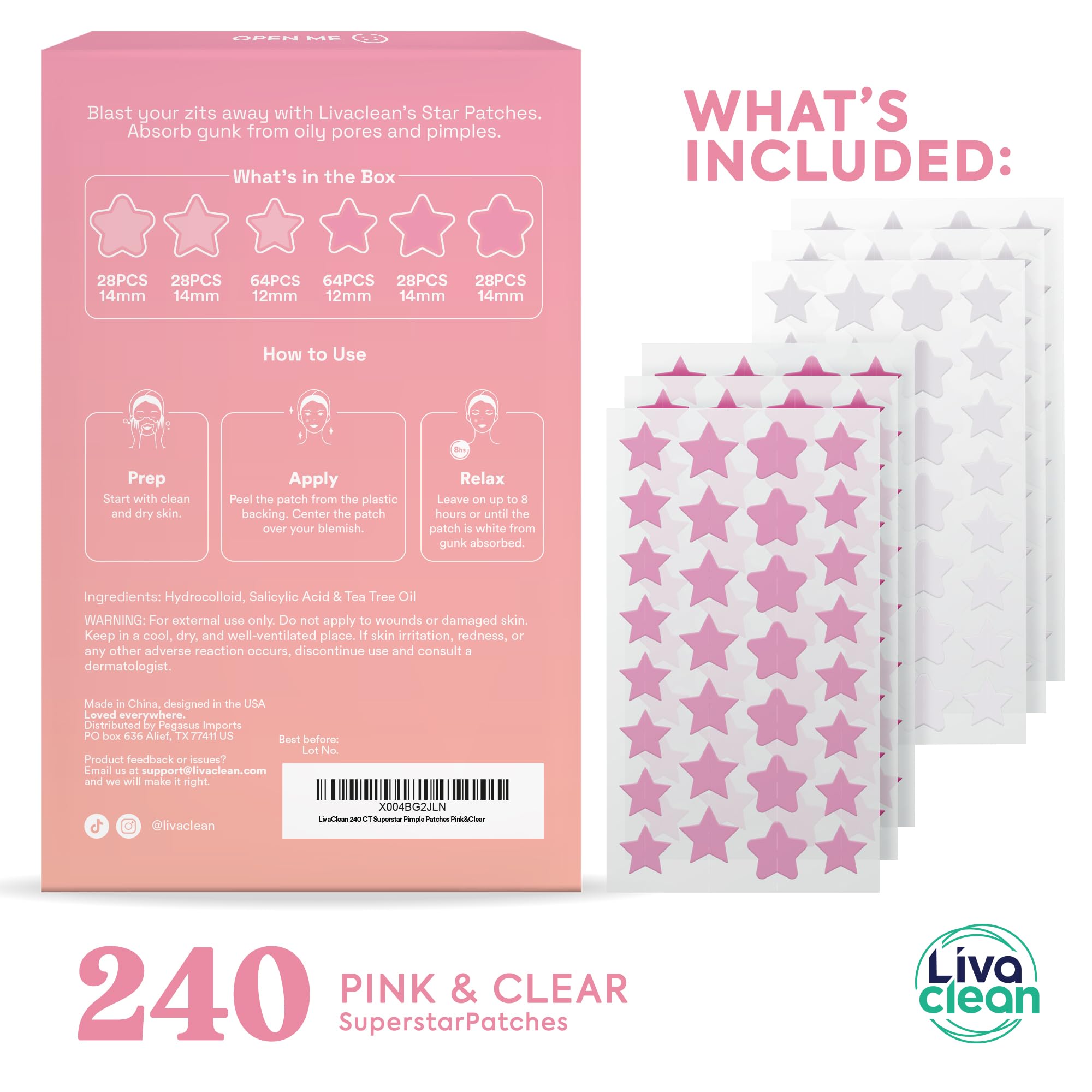 LivaClean Star patch in pink, subtle blemish coverage.