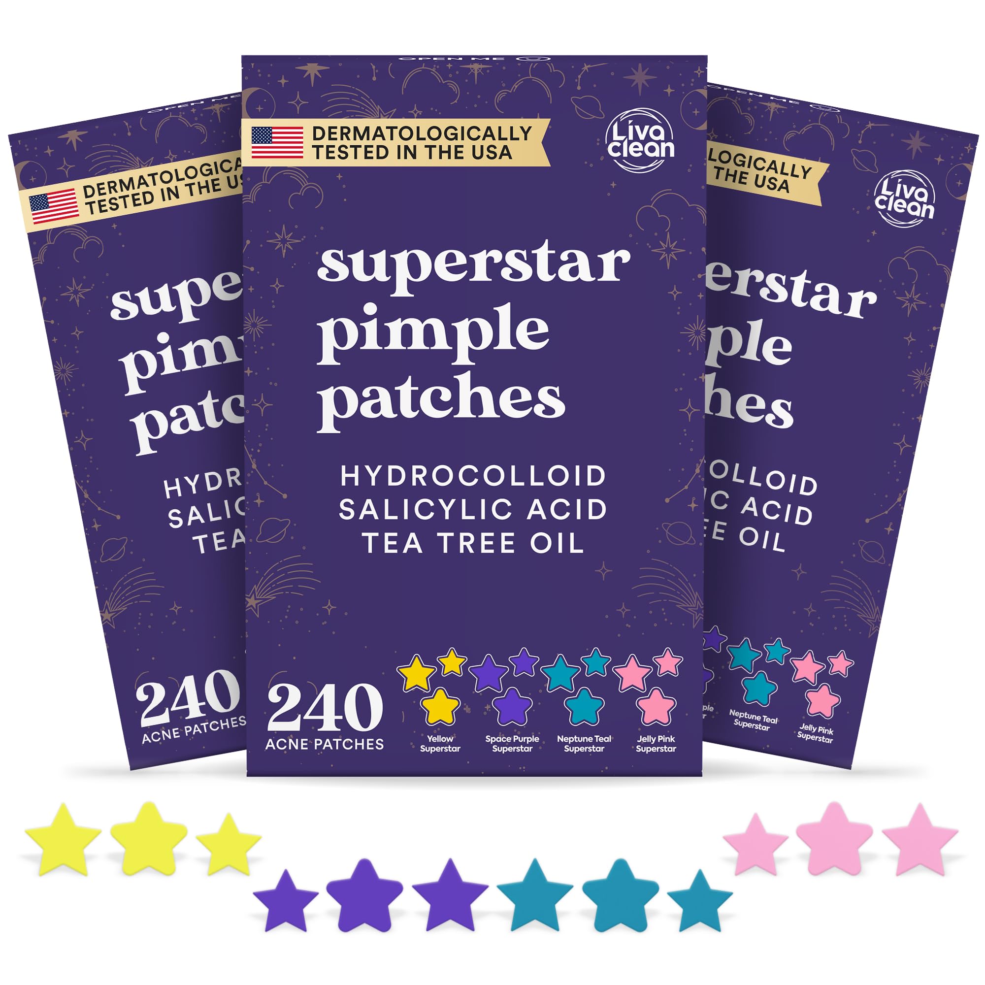 LivaClean star patches 720 ct pack ready for blemish coverage