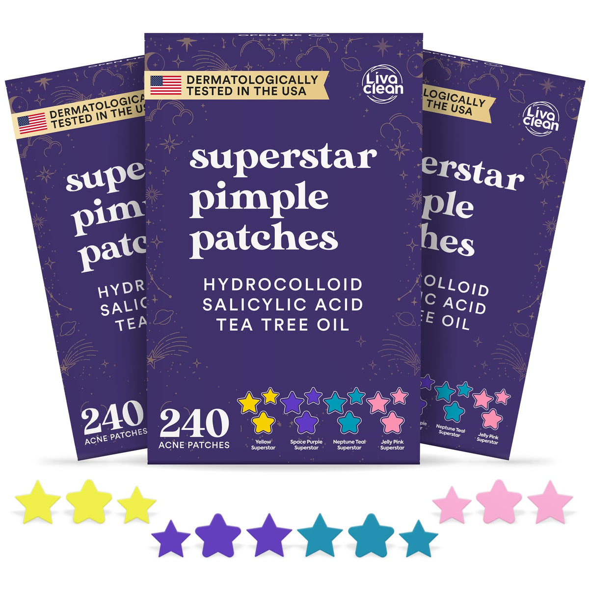 LivaClean star patches 720 ct pack ready for blemish coverage