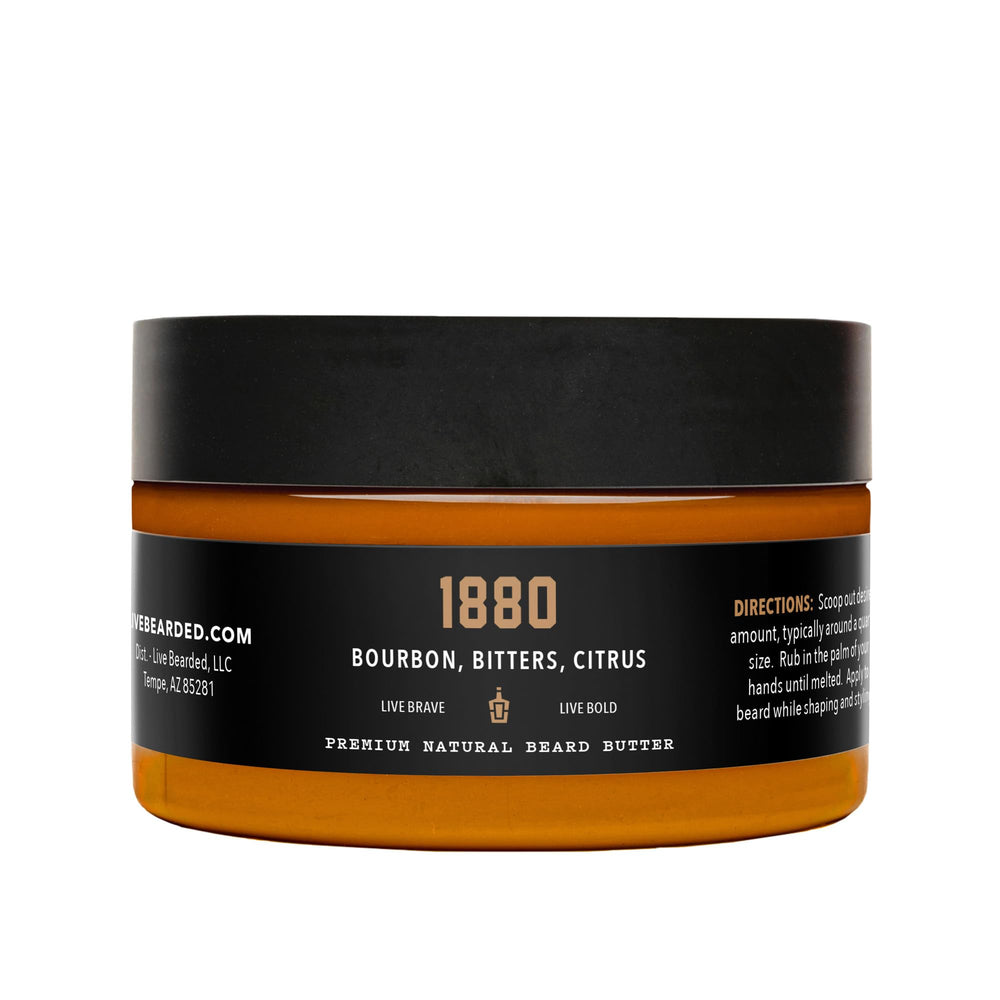 Live Bearded Beard Butter 3oz bottle showing natural formula for smooth, manageable beard.