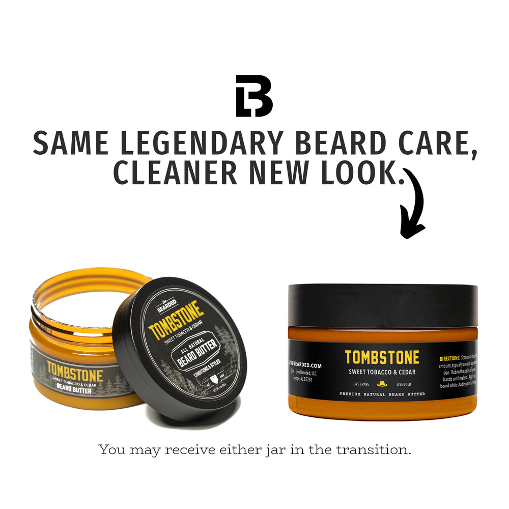 Live Bearded beard butter jar closeup shows shea richness for moisture