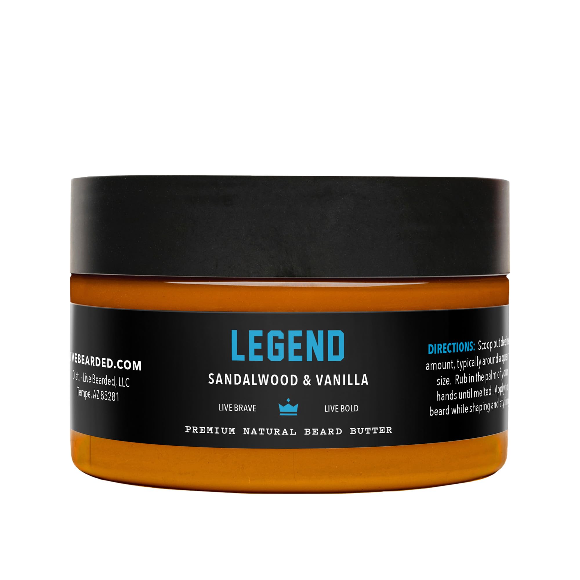 Live Bearded beard butter jar for soft, conditioned beard.