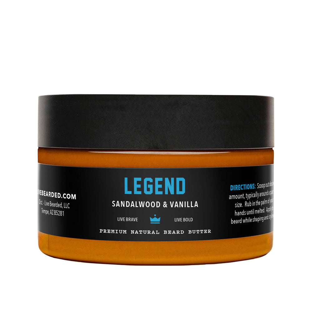 Live Bearded beard butter jar for soft, conditioned beard.