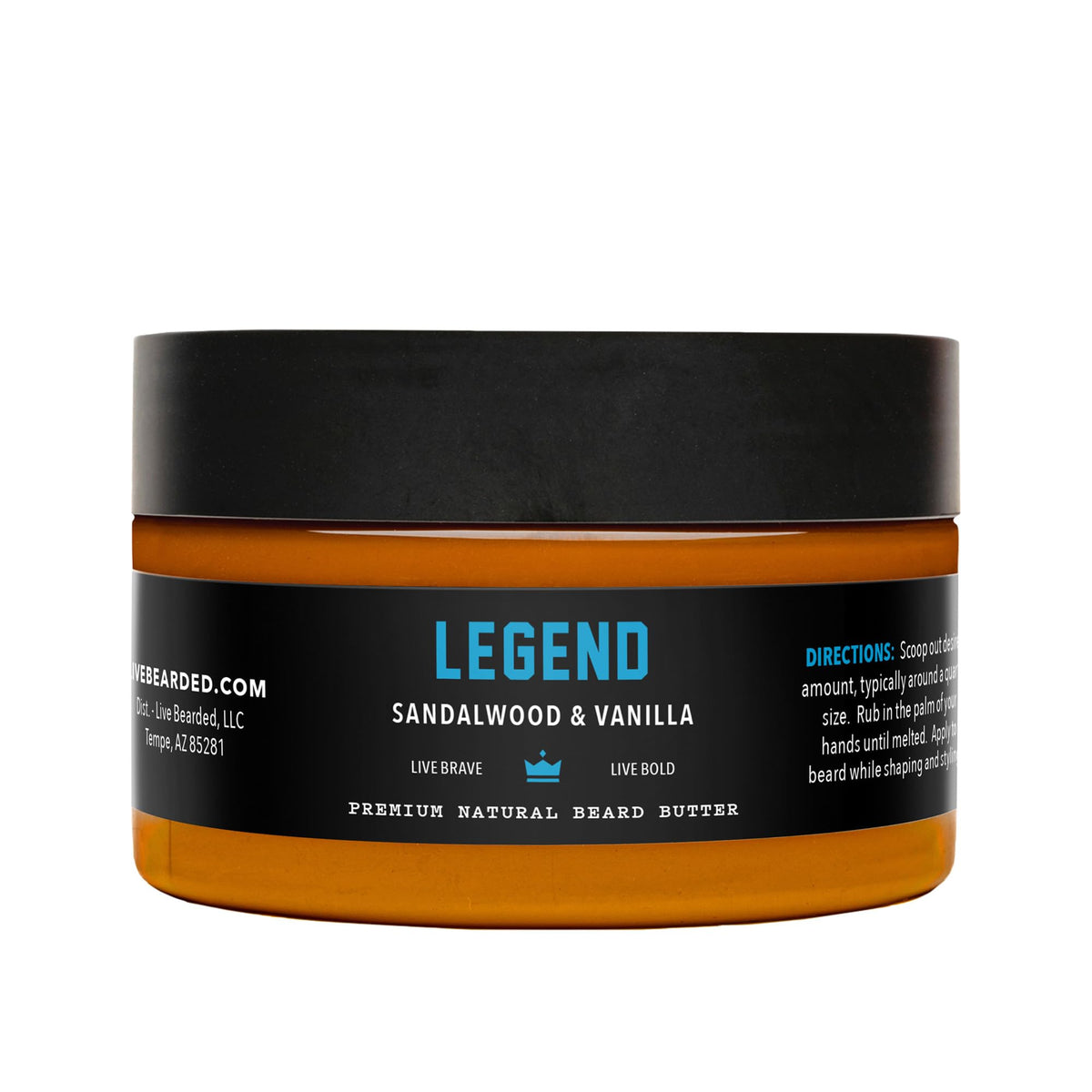 Live Bearded beard butter jar for soft, conditioned beard.