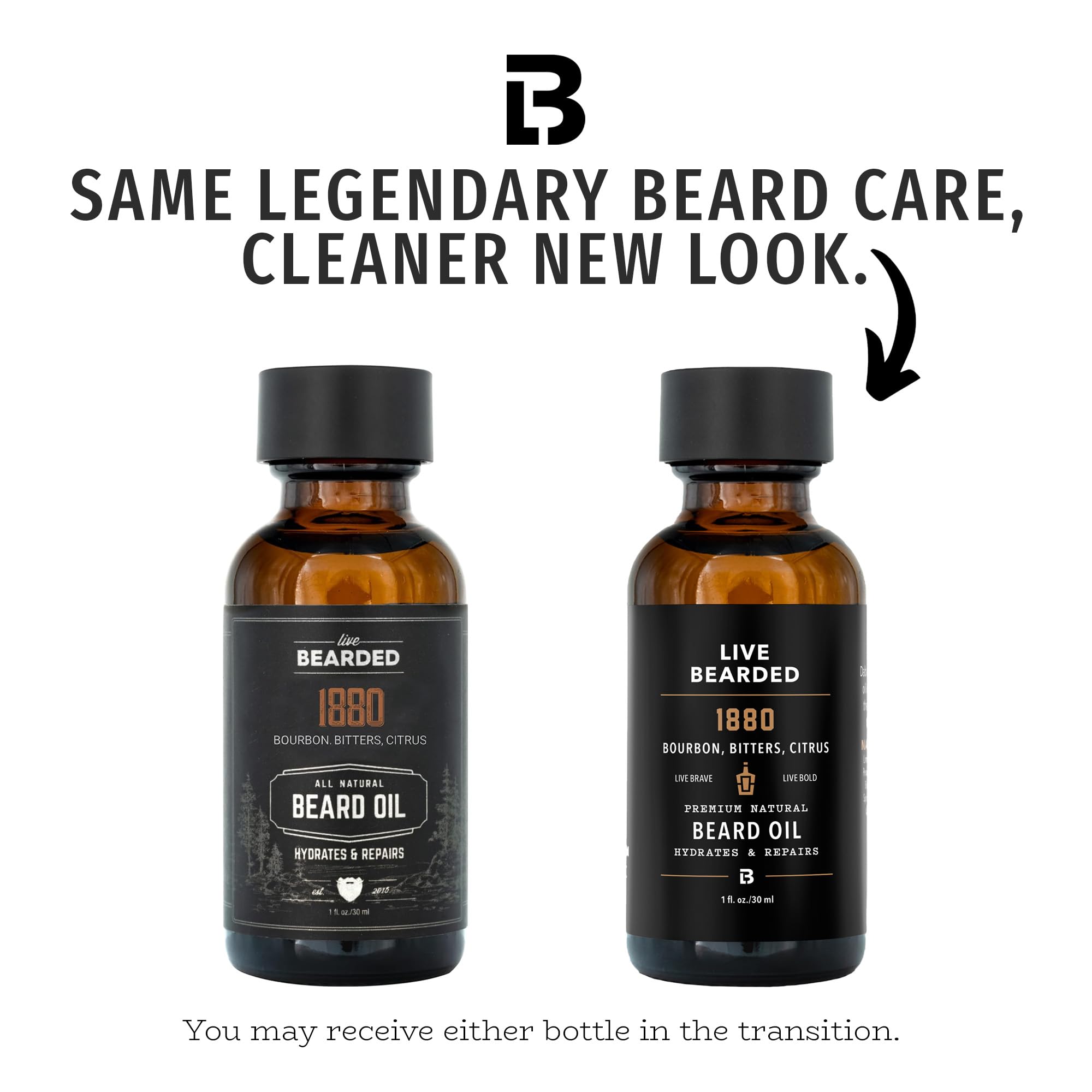 Close-up of oil texture on beard demonstrates nourishing shine forLive Bearded 1880 Scent.