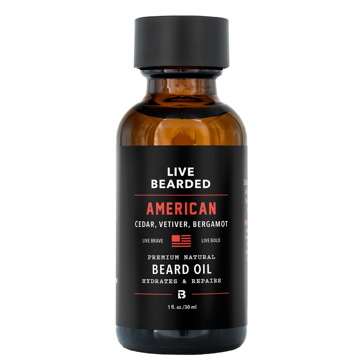Live Bearded beard oil 1oz bottle for easy hydration.