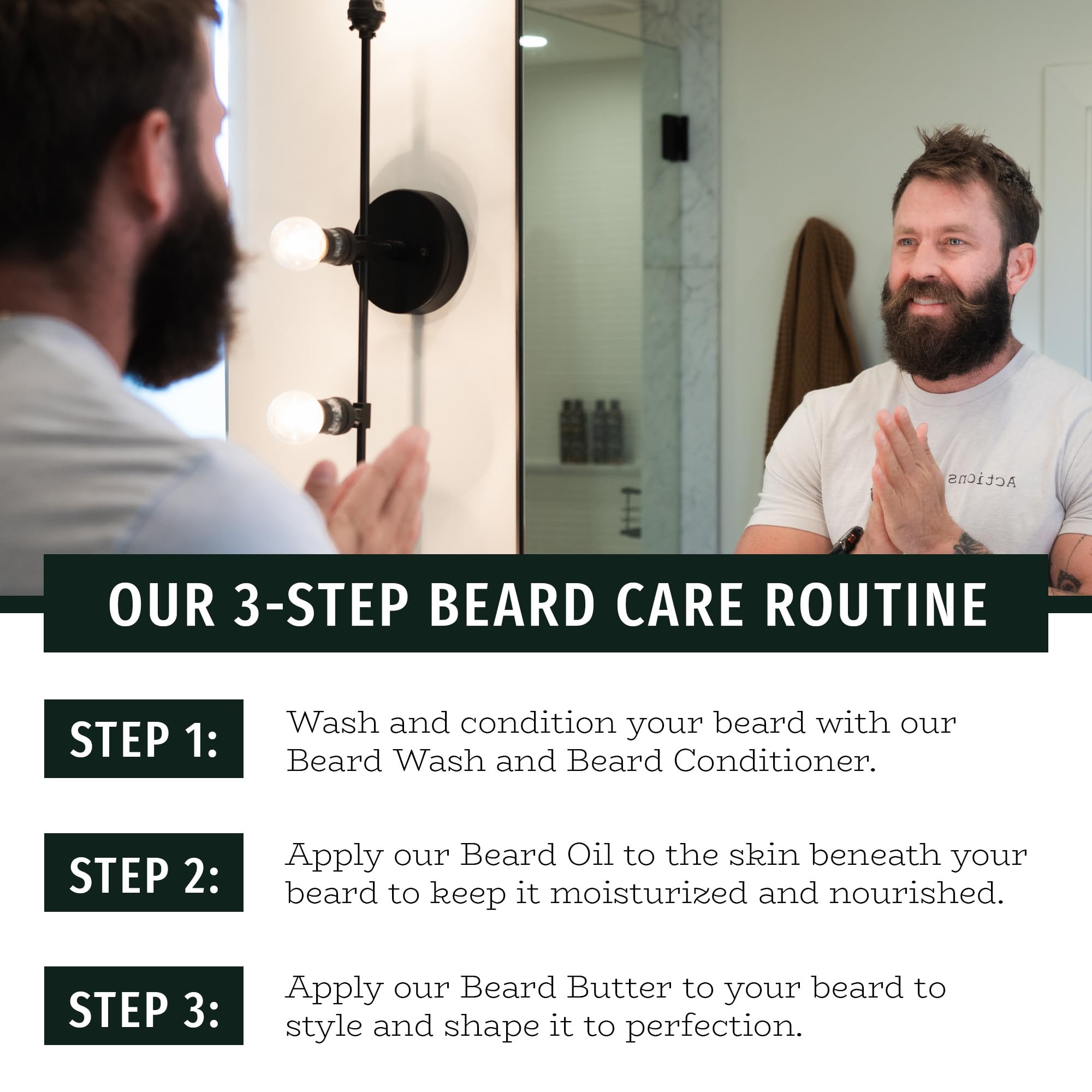 Live Bearded complete kit display illustrating a simple four-step routine.