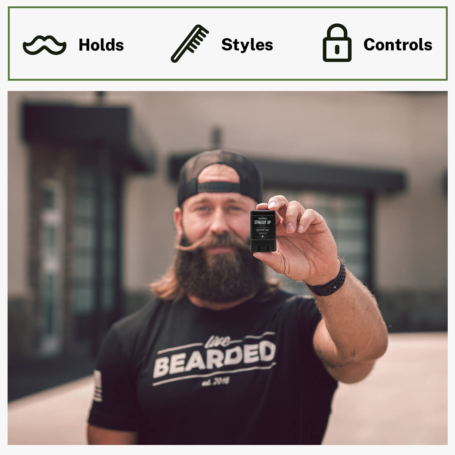 Live Bearded Mustache Wax Stick beard-stache styling, medium hold.