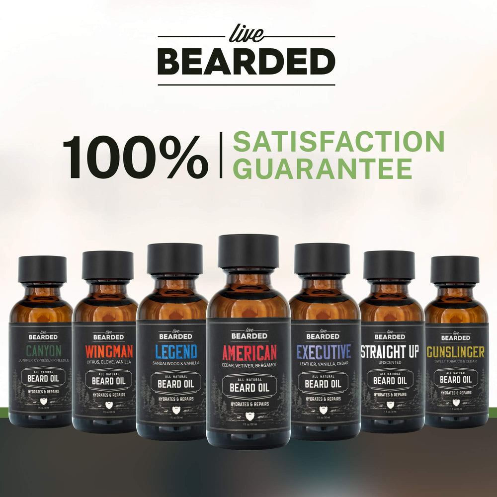 Live Bearded USA-made label communicates quality and origin.