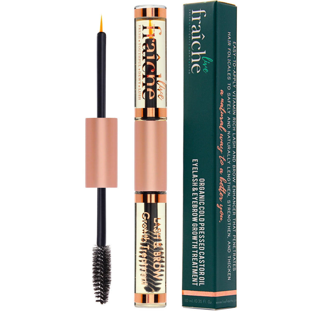 Live Fraiche botella de aceite de ricino para pestañas, cuidado suave y natural