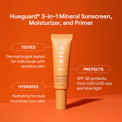 Live Tinted Hueguard 3in1 cream swirl highlights lightweight, non-greasy feel.