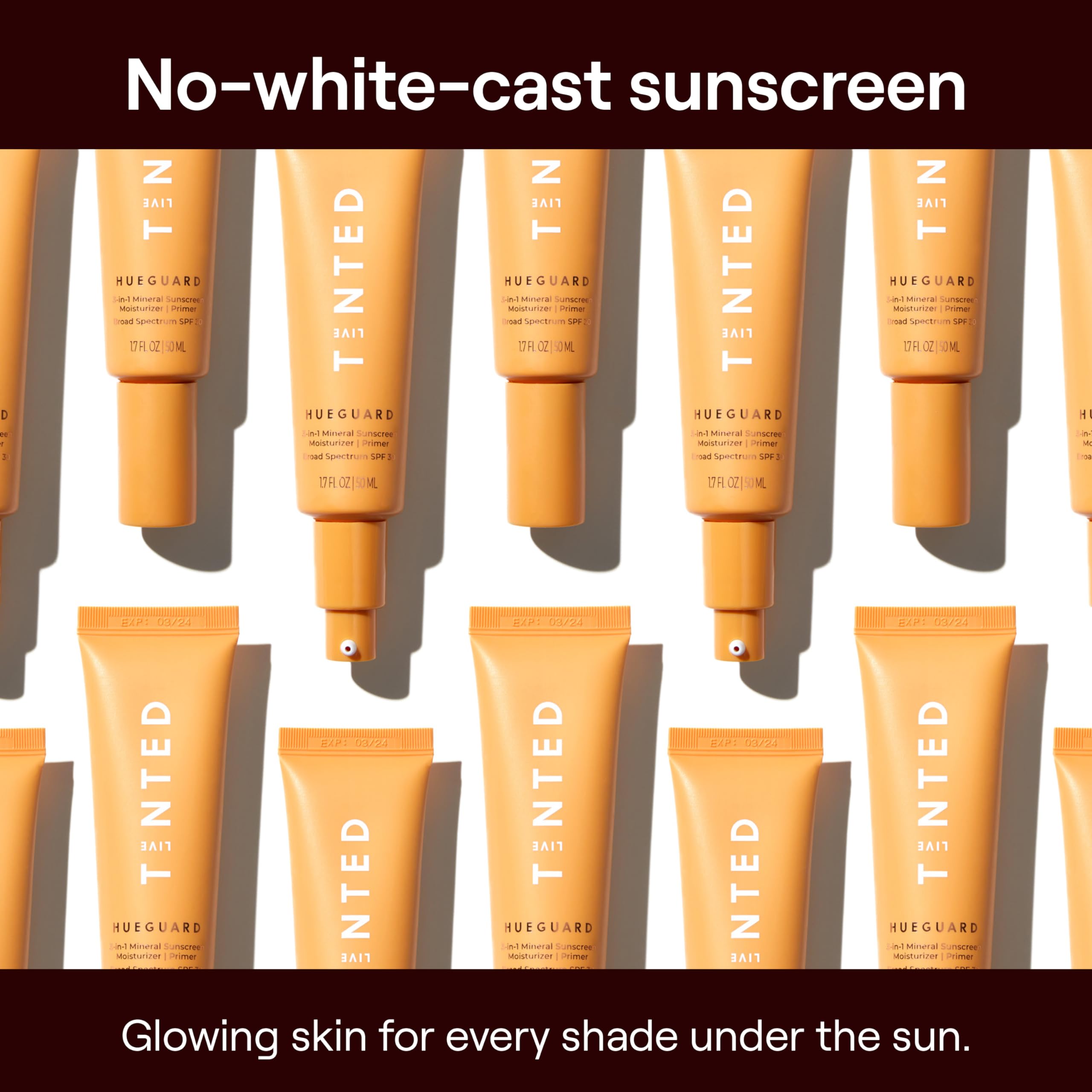 Live Tinted Hueguard application glow demonstrates smooth makeup prep.