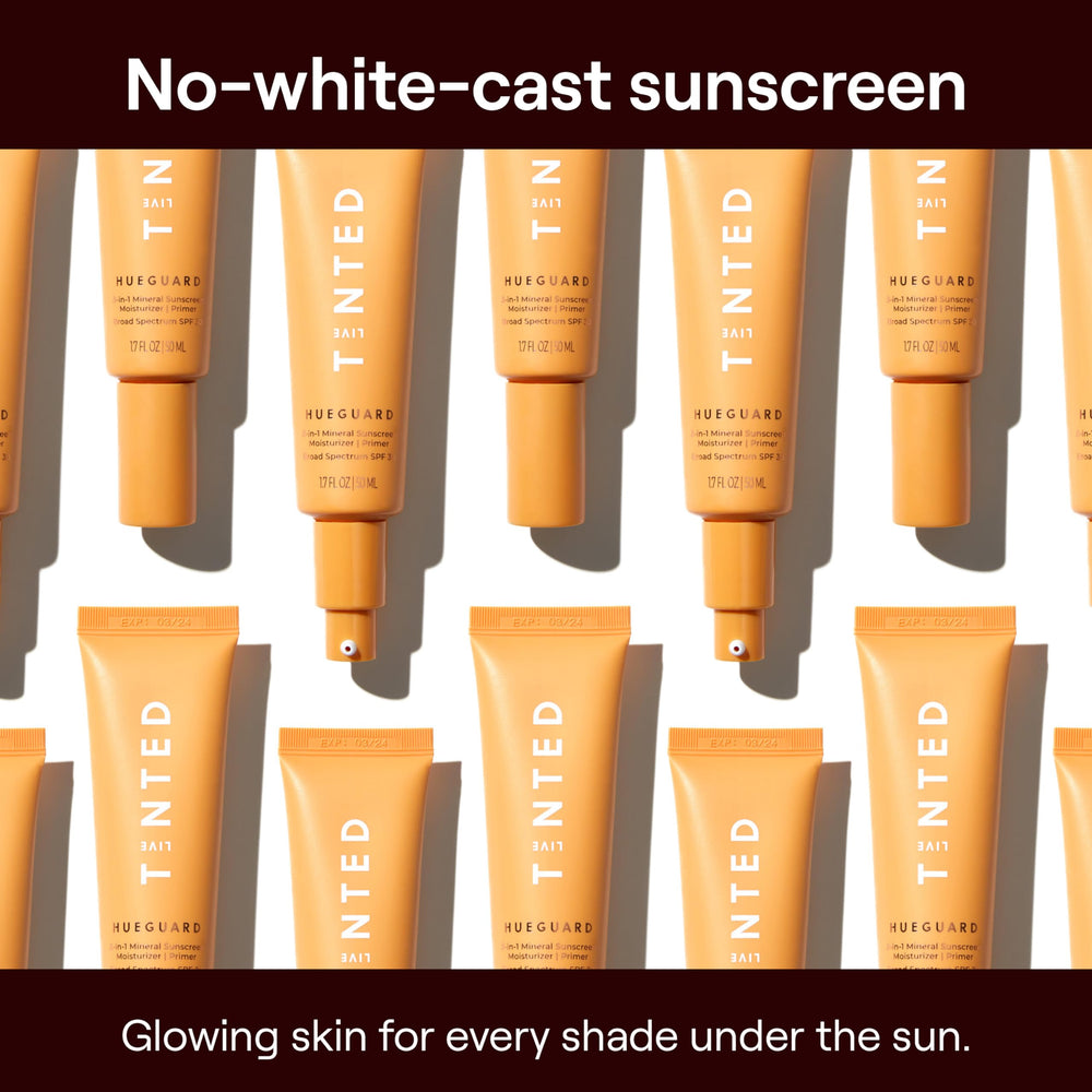 Live Tinted Hueguard application glow demonstrates smooth makeup prep.