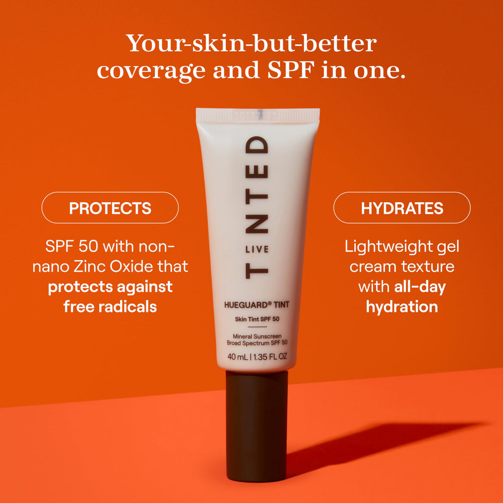 Live Tinted Hueguard shade 10 swatches show natural tint.