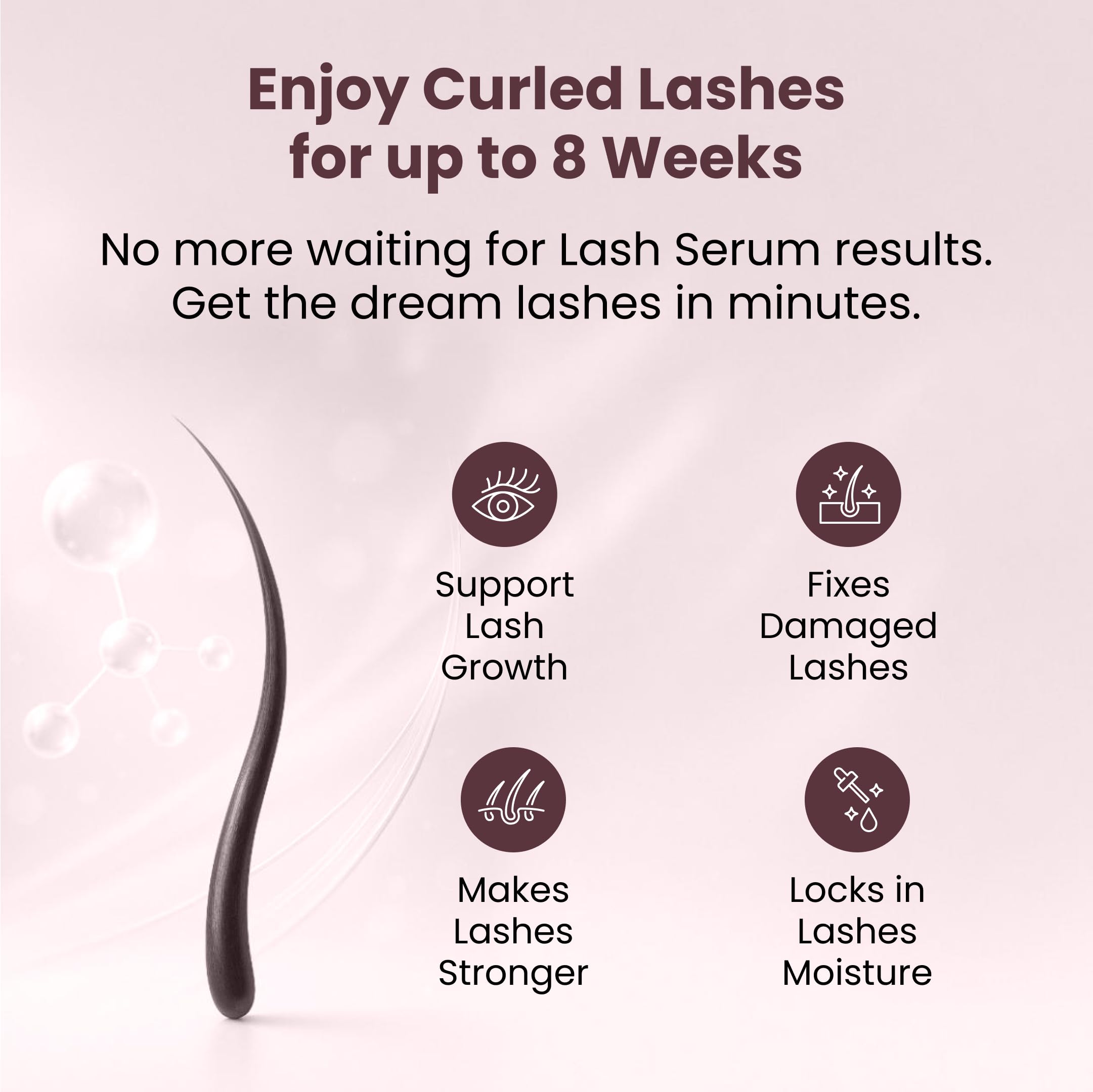 LIVIA lifting lotion bottle delivers immediate curl and lift.
