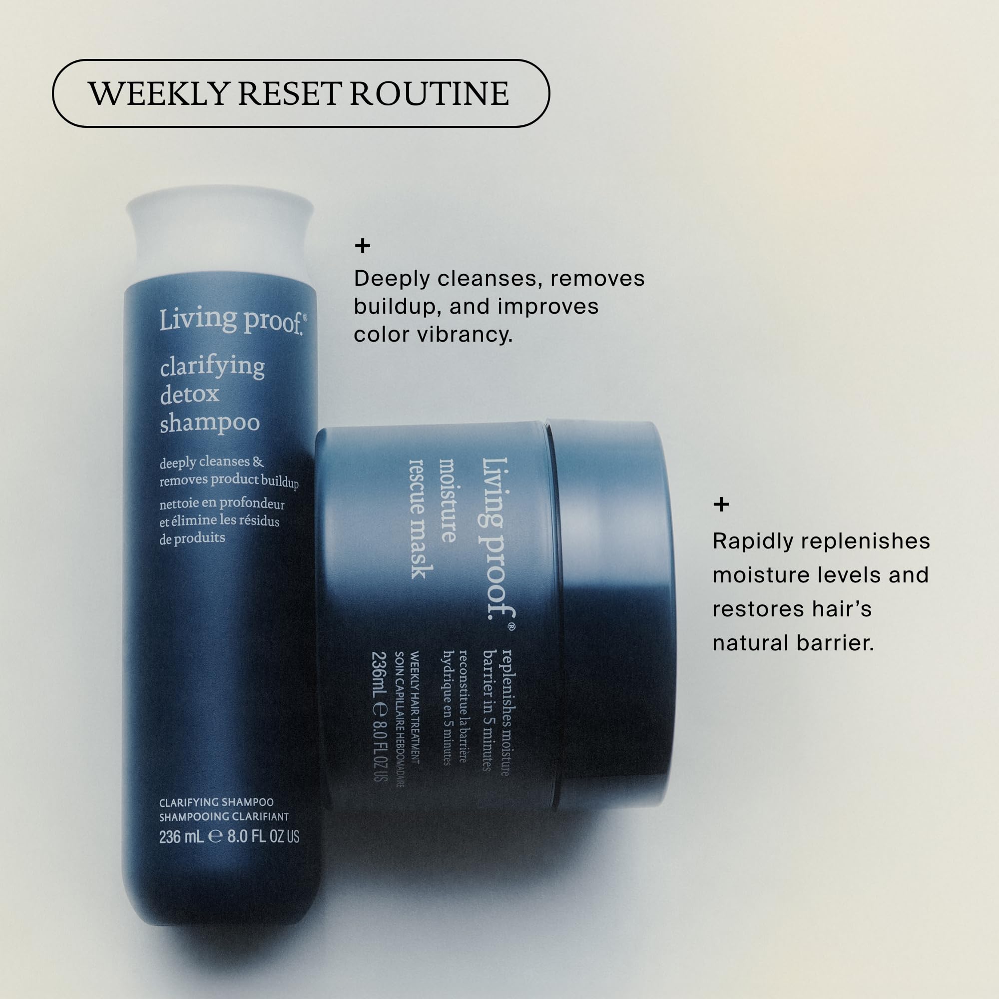 Living Proof Clarifying Detox Shampoo helps maintain cleanliness longer between washes.