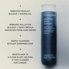 Living Proof Clarifying Detox Shampoo lather close up highlights thorough cleansing.