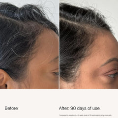 Living Proof Density Serum texture spread on the scalp highlights its light feel