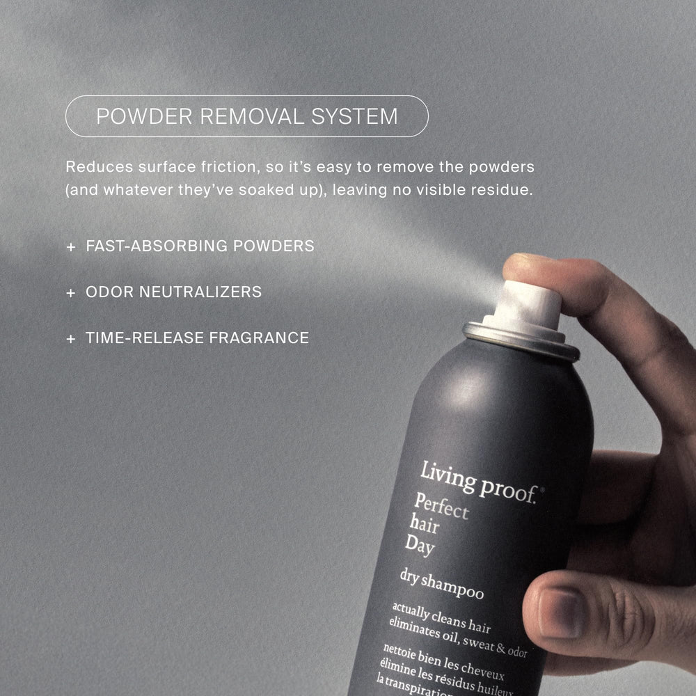 Living Proof Dry Shampoo travel-size bottle for on-the-go refresh.