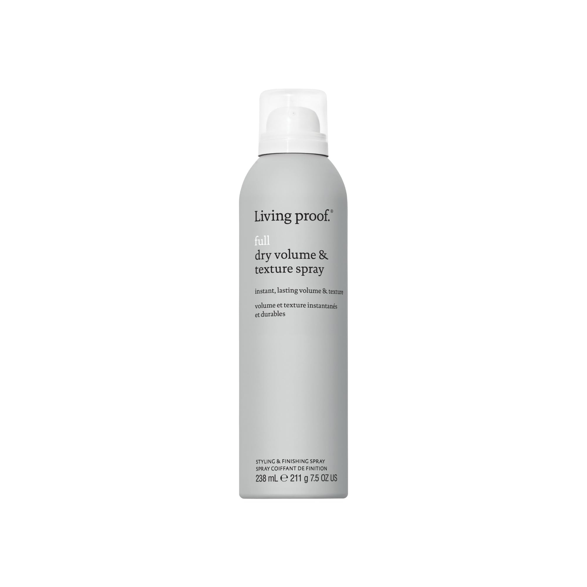 Living Proof Full Dry Volume Spray bottle delivers instant lift for fine hair