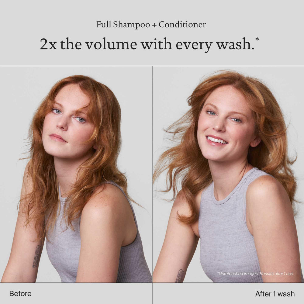 Living Proof Full Shampoo bottle pour highlights smooth cleansing