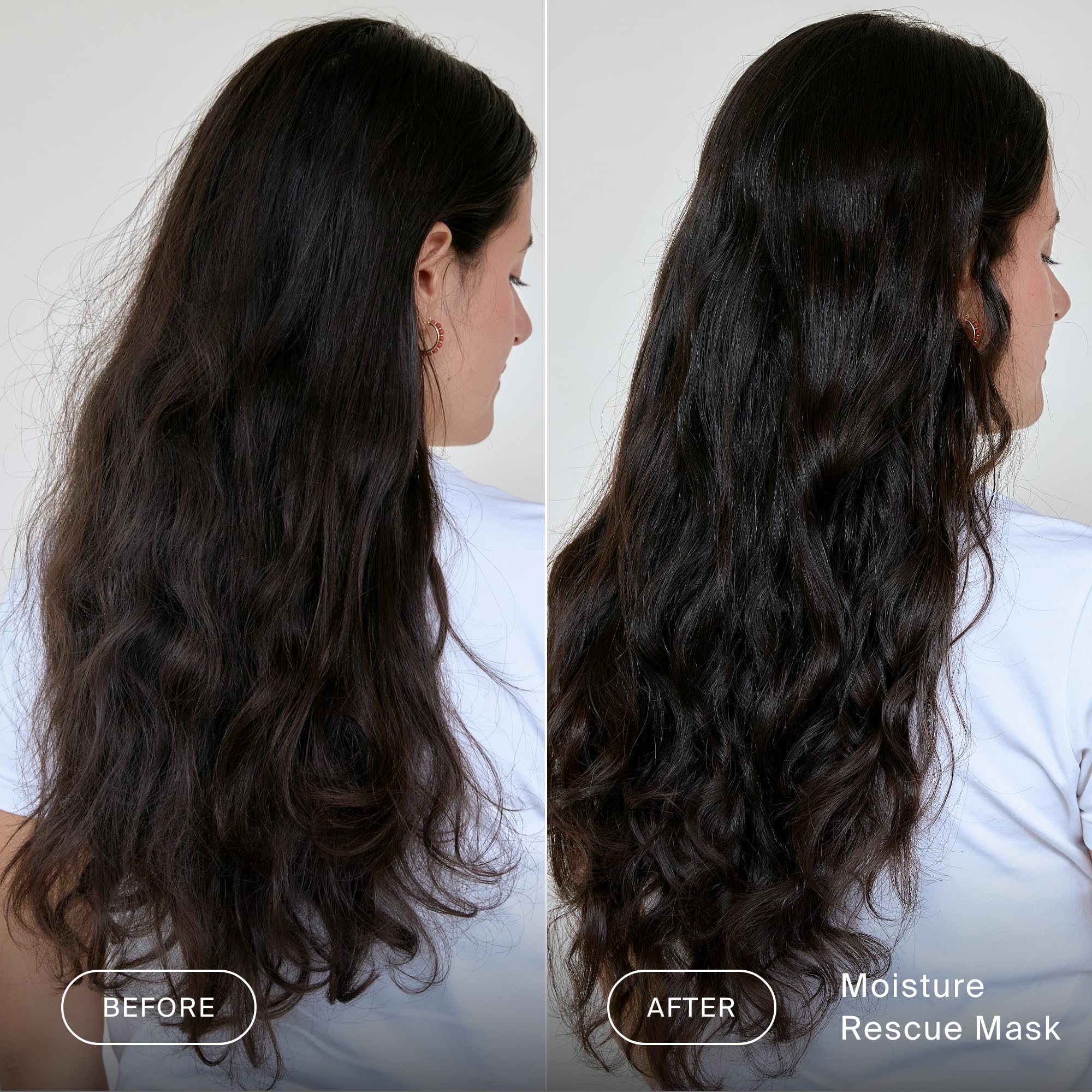 Living Proof Moisture Rescue Mask application in shower shows quick five-minute treatment