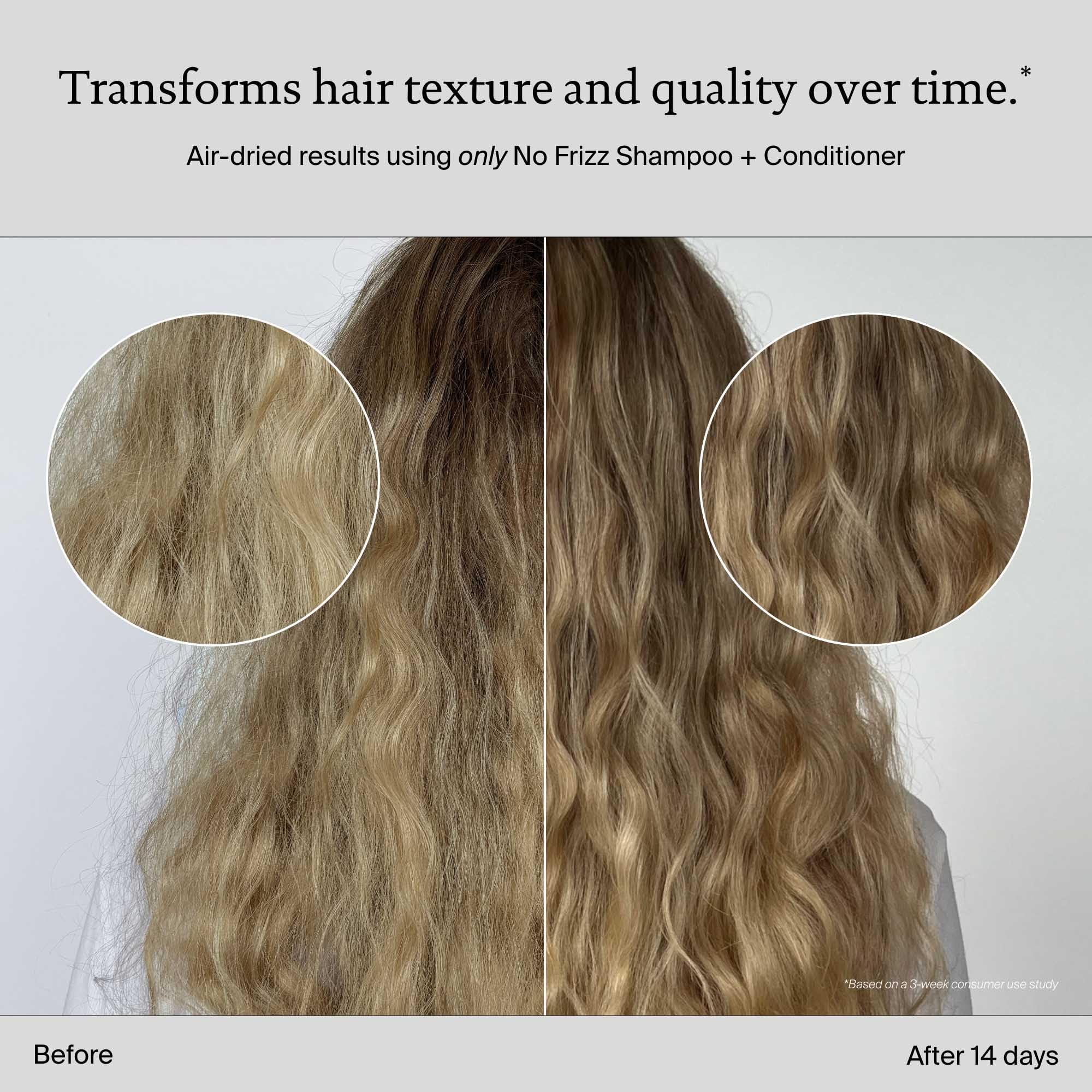 Living Proof No Frizz Conditioner creamy texture closeup highlighting luxe conditioning