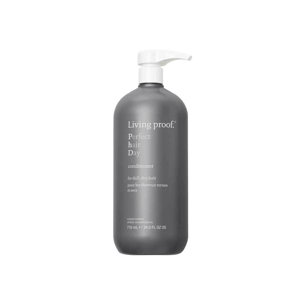 Living Proof Perfect Hair Day Conditioner bottle shows a hydrating formula for softer, shinier hair.