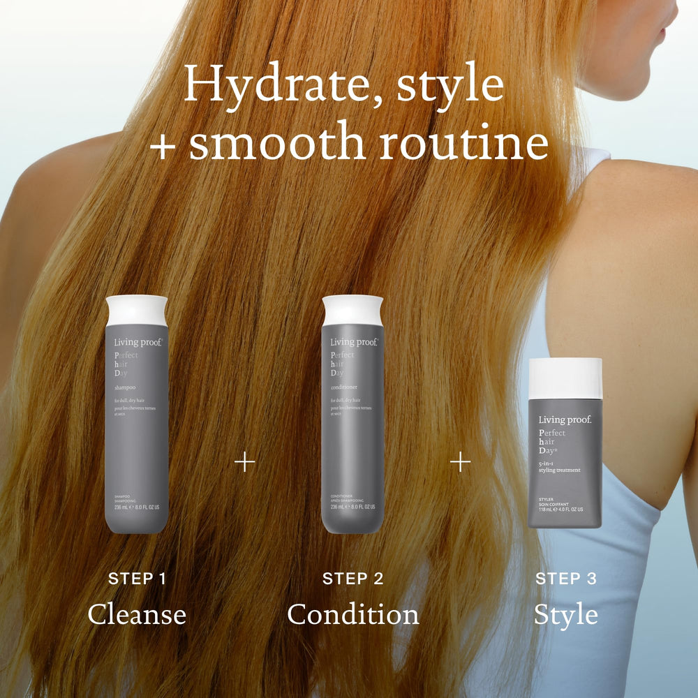 Living Proof PhD 5-in-1 styling treatment on wet hair for volume