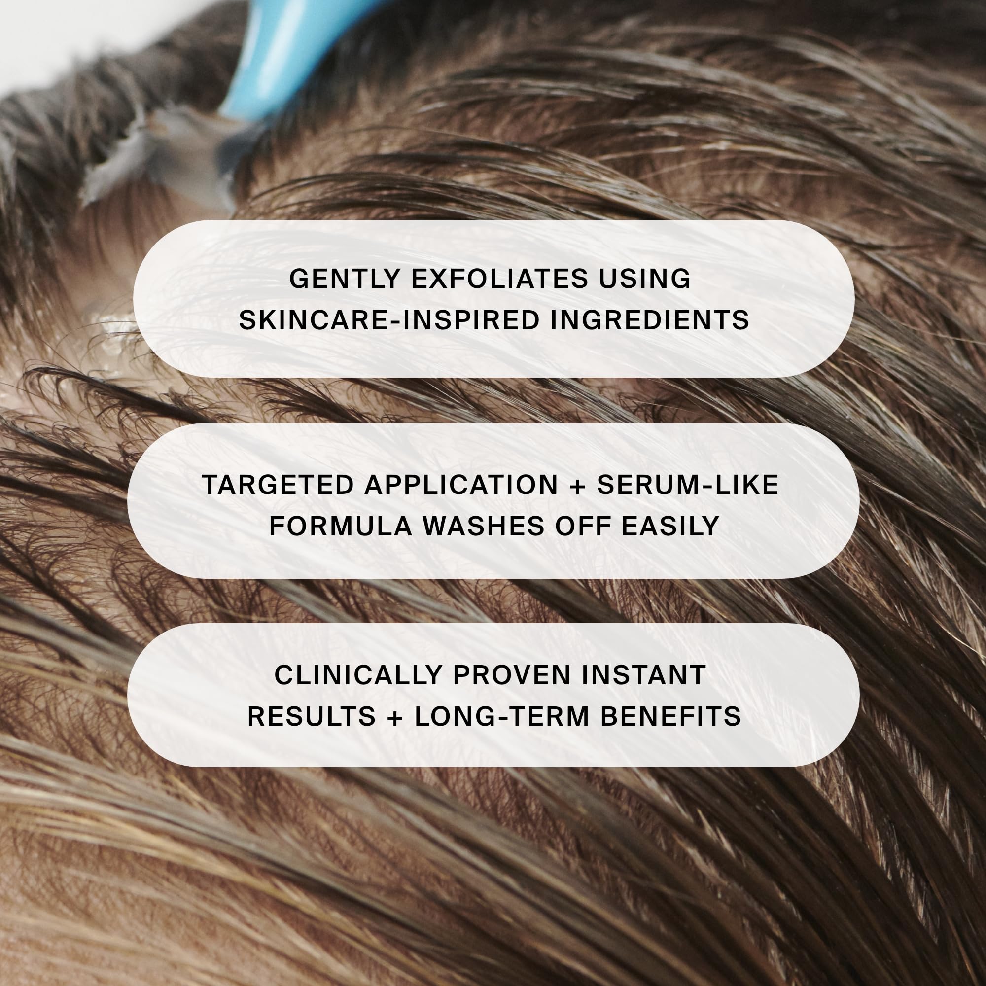 Living Proof Scalp Care Exfoliator drops-dispense demonstrating targeted application.