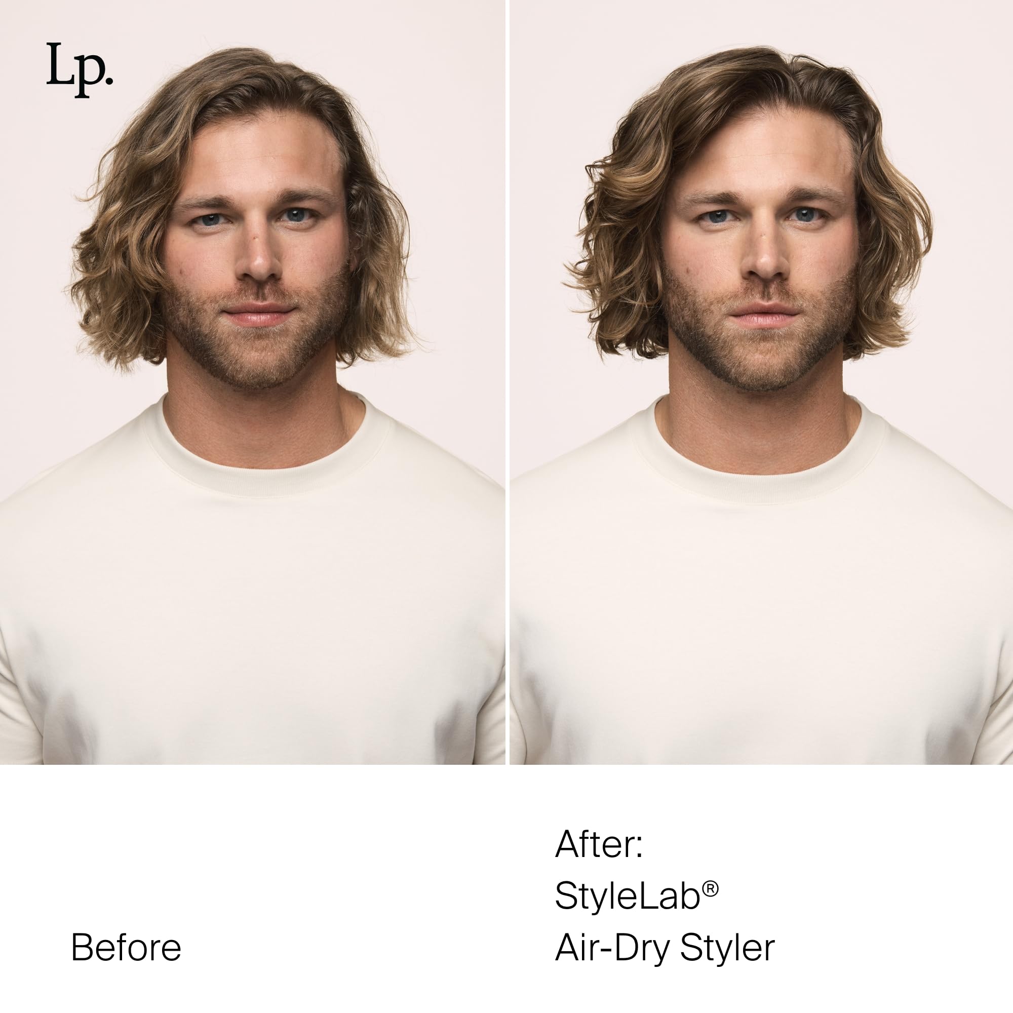 Living Proof Style Lab Air-Dry Styler applied to hair for frizz-free finish.