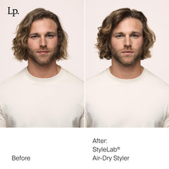 Living Proof Style Lab Air-Dry Styler applied to hair for frizz-free finish.