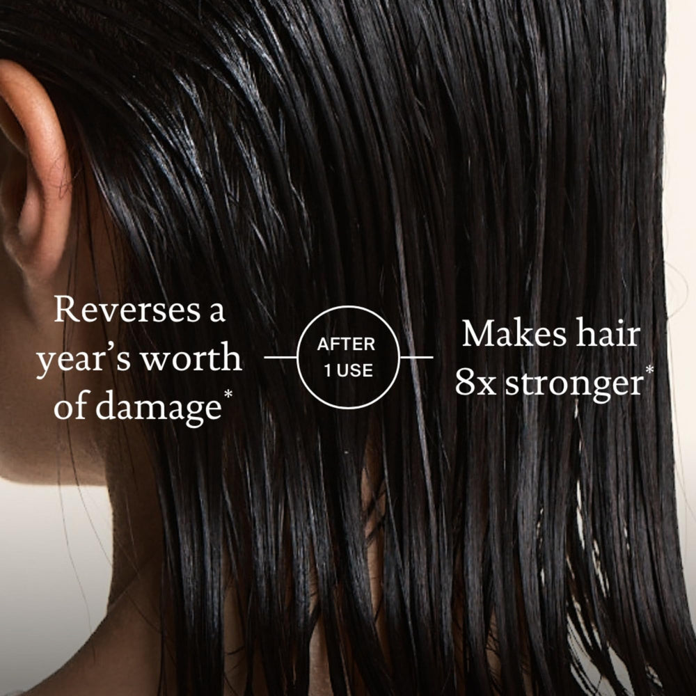 Living Proof Triple Bond label close-up noting key benefits and usage tips.