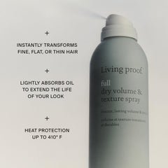 Living Proof Full Dry Volume & Texture Spray on hair creating volume boost