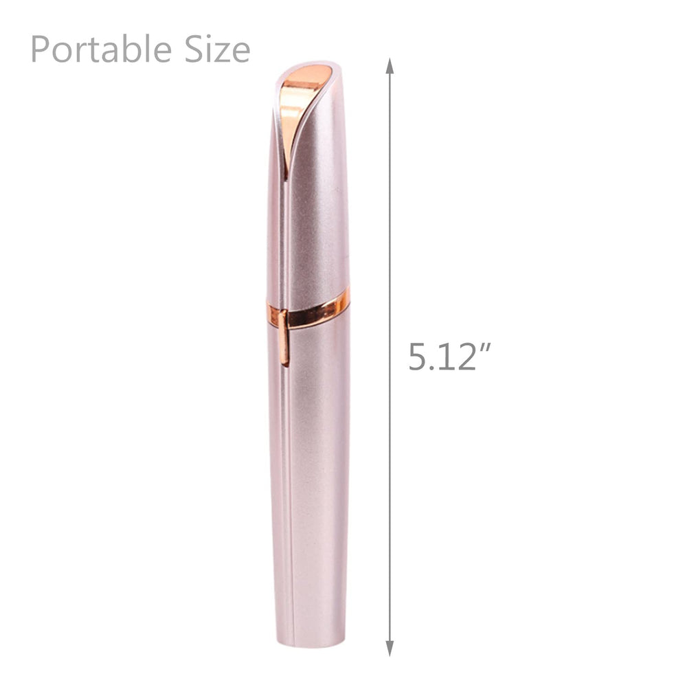 LiXiongBao eyebrow trimmer rose gold side view for safe near-skin trimming.