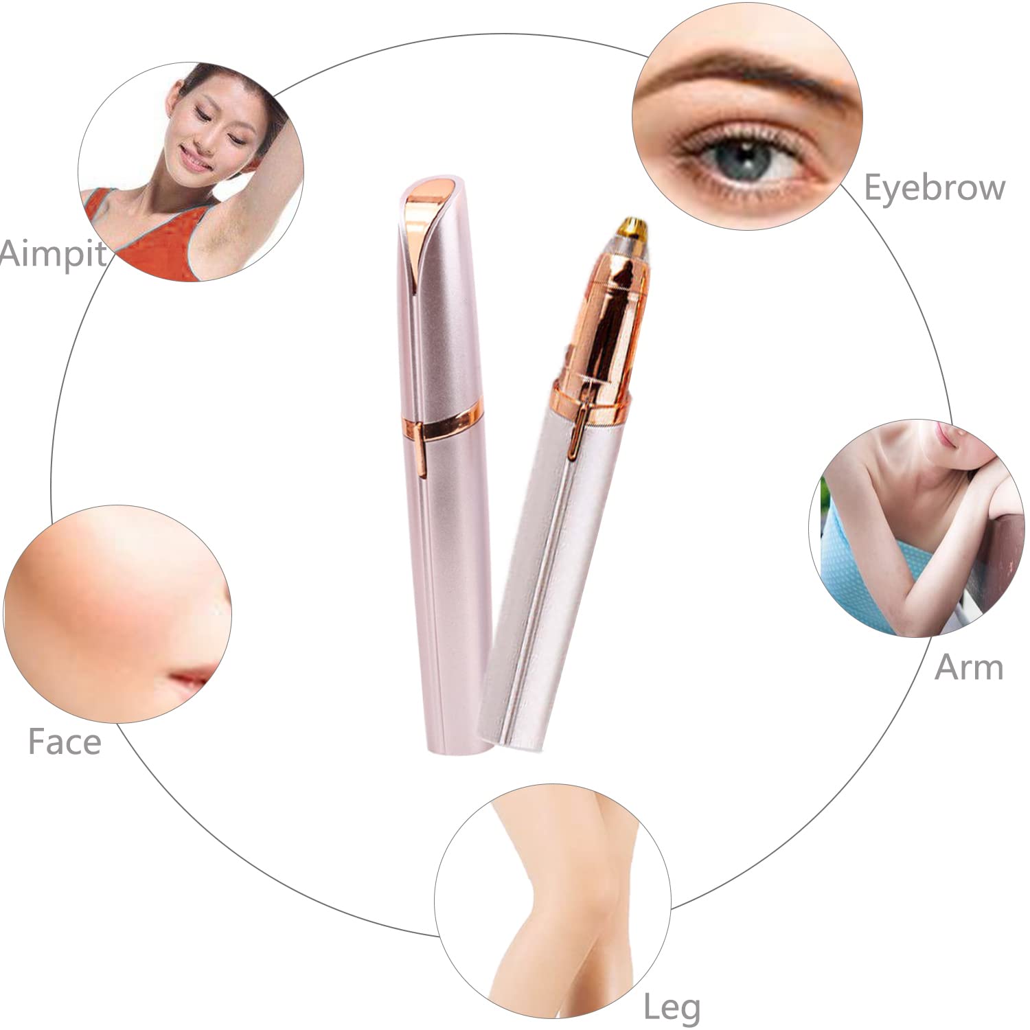 LiXiongBao multi-use face trimmer rose gold, suitable for brows and lips.