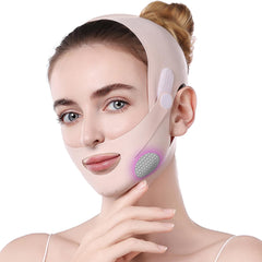 Lixuee chin-strap sleeping view shows gentle jawline support for overnight contouring.