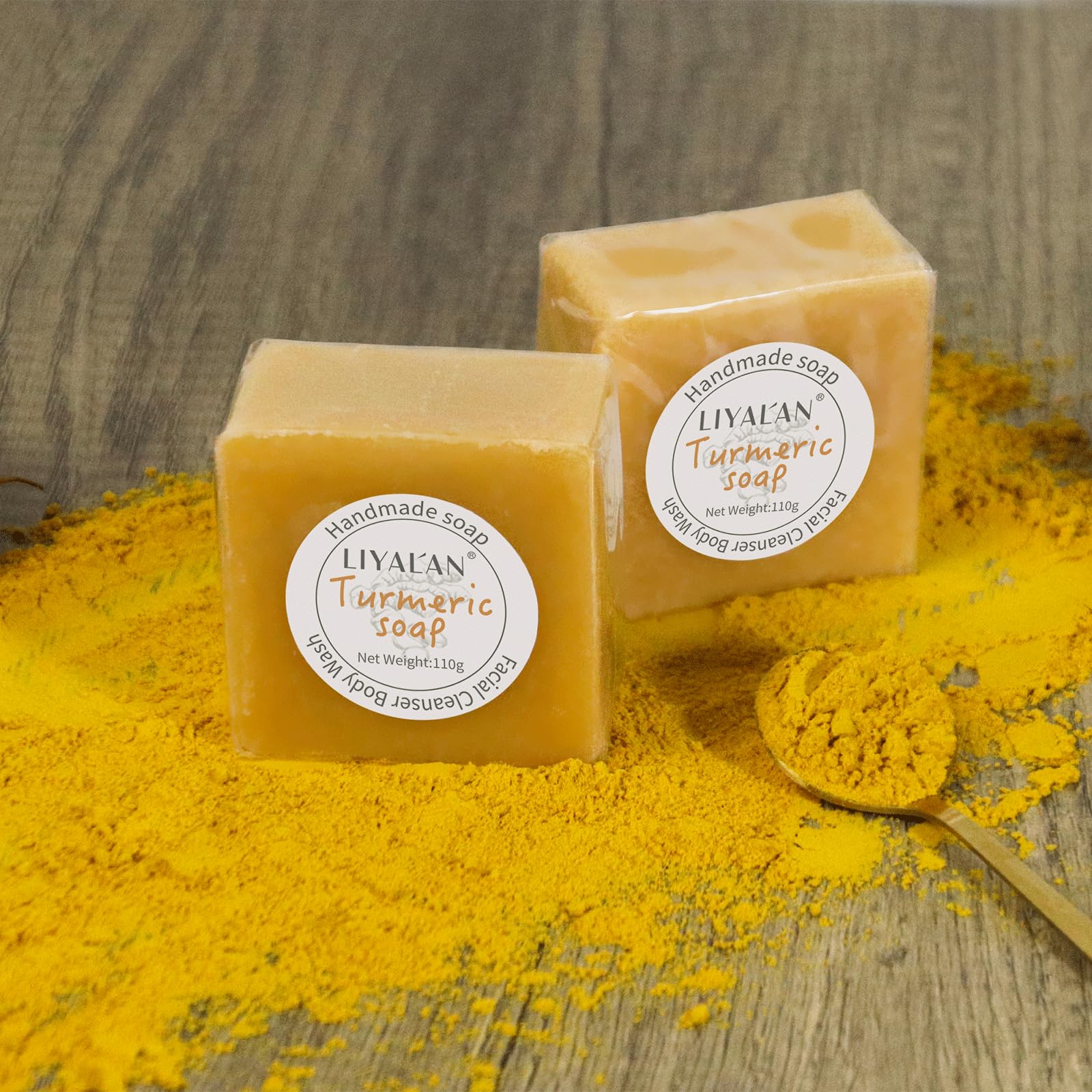 LIYALAN jabon de cúrcuma ingredientes vegetales en formulación suave