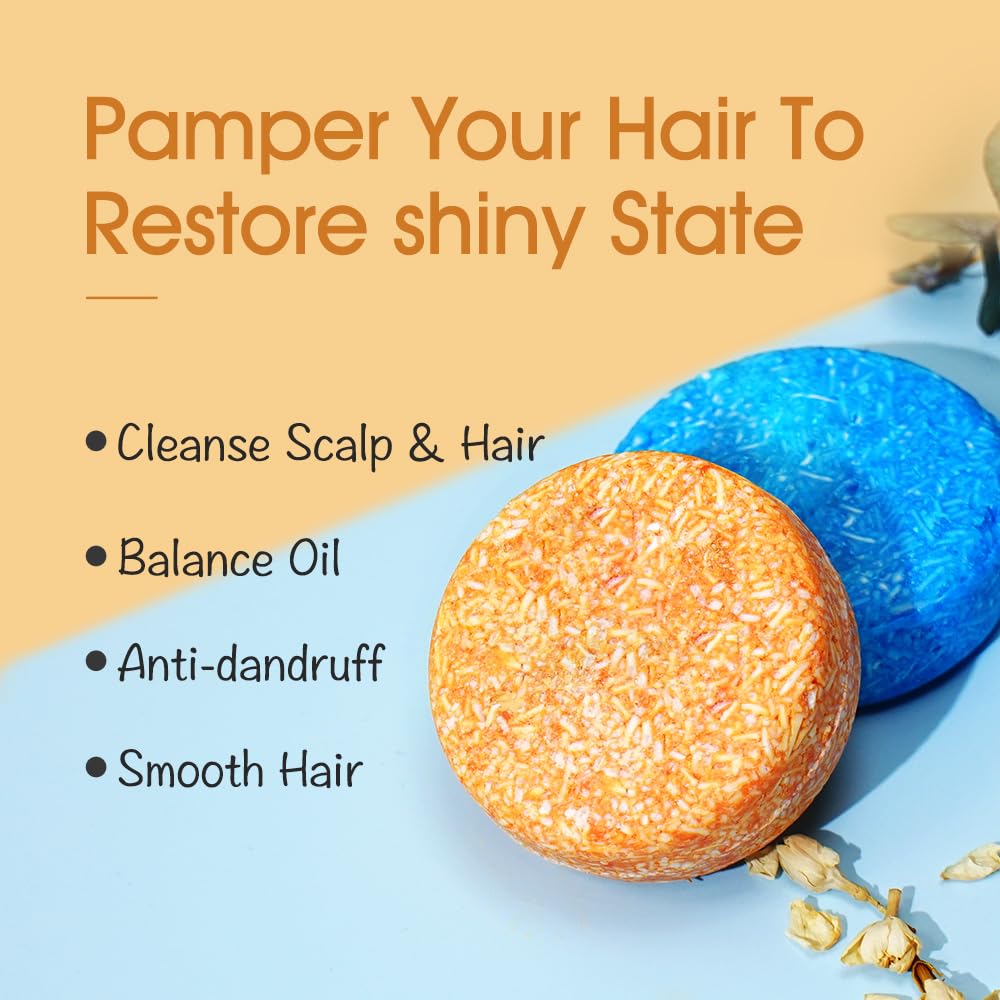 LIYALAN Rosemary Jasmine bar applied to hair for gentle cleansing