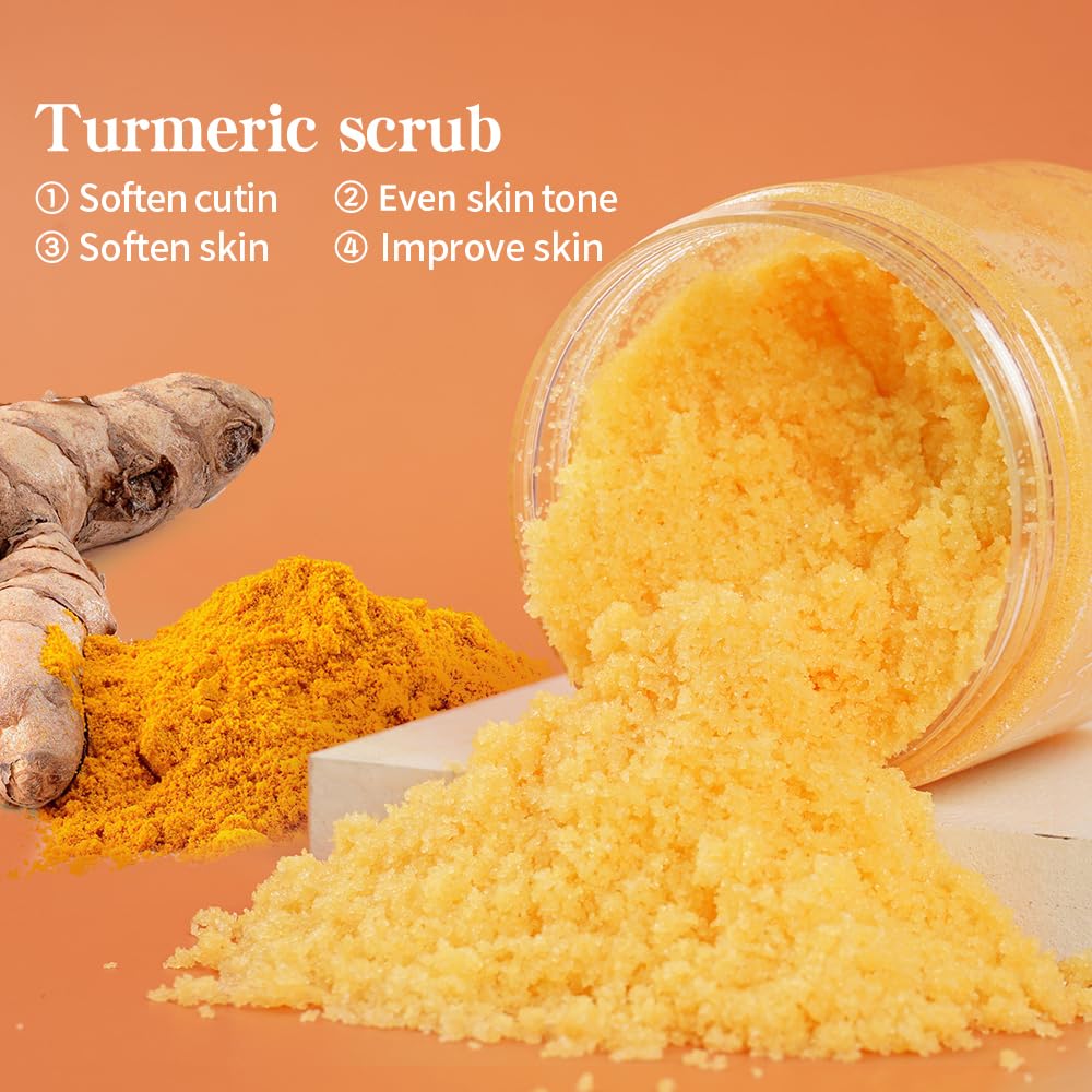 LIYALAN turmeric scrub with sea salt offers deeper cleansing and renewal.