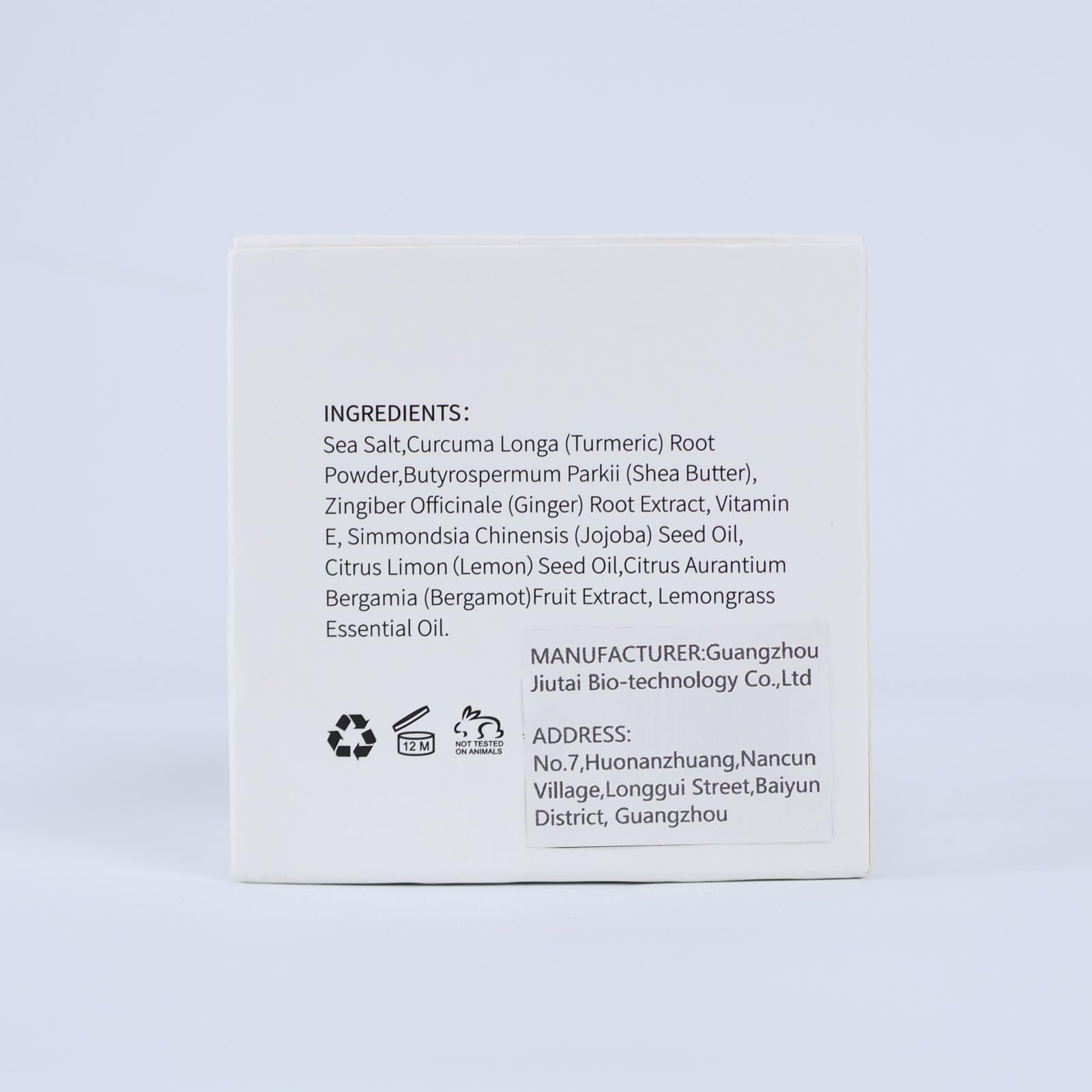 LIYALAN turmeric scrub packaging highlights natural ingredients and clean design.