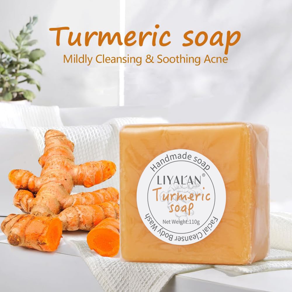 LIYALAN Turmeric Soap Bar foaming action for thorough, residue-free cleansing.