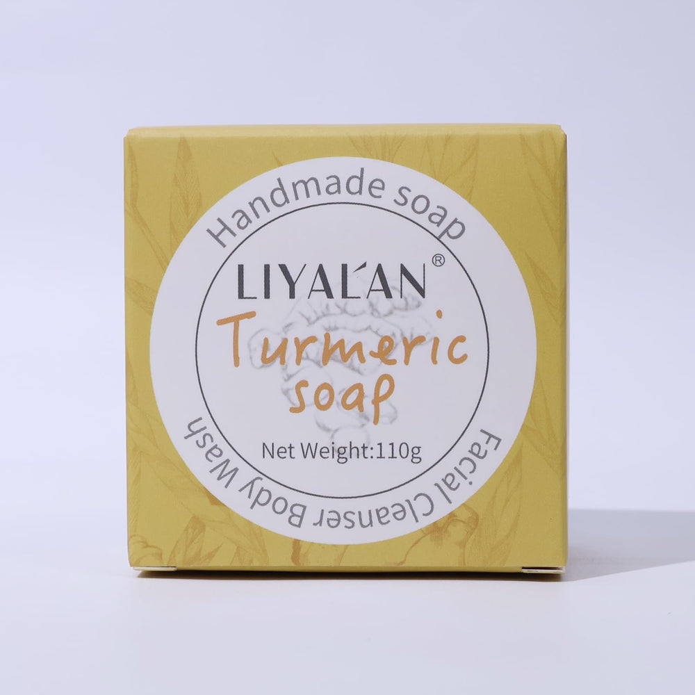 LIYALAN Turmeric Soap Bar ginger-lemongrass scent provides refreshing aroma.