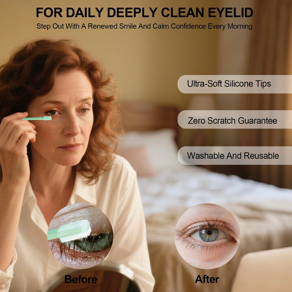 LIZICH blepharitis-relief brush helps remove debris around the lash line.