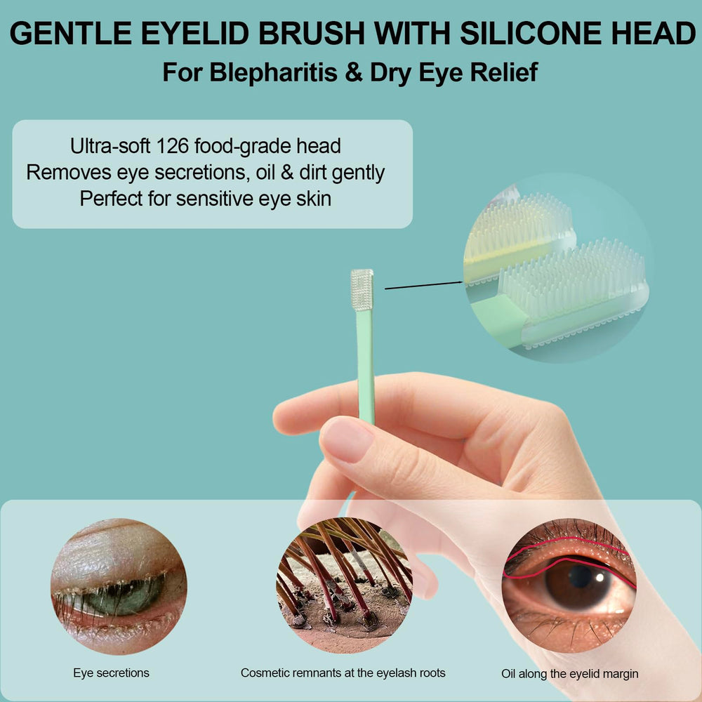 LIZICH eyelid-margin-cleaning brush shows targeted cleaning of eyelid margins.