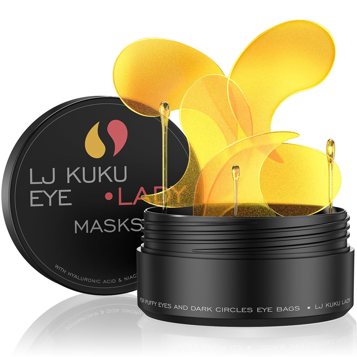LJ KuKu Lady under-eye patches with gold essence brighten and refresh tired eyes.