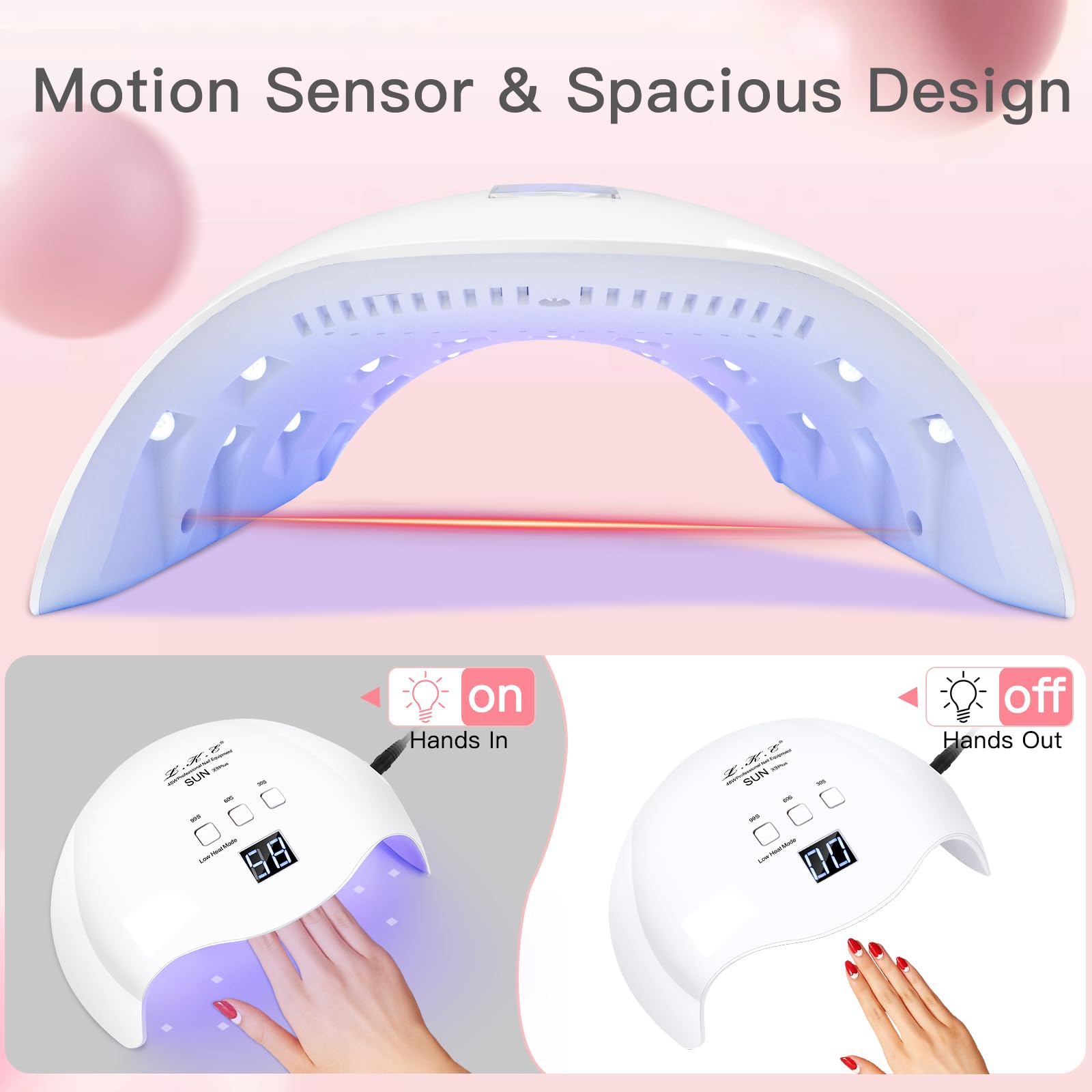 LKE Gel UV LED Nail Lamp LCD display shows timer settings