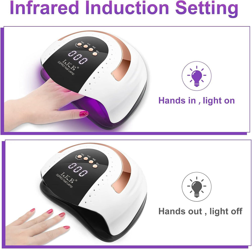 LKE nail lamp infrared sensor enables hands-free curing.
